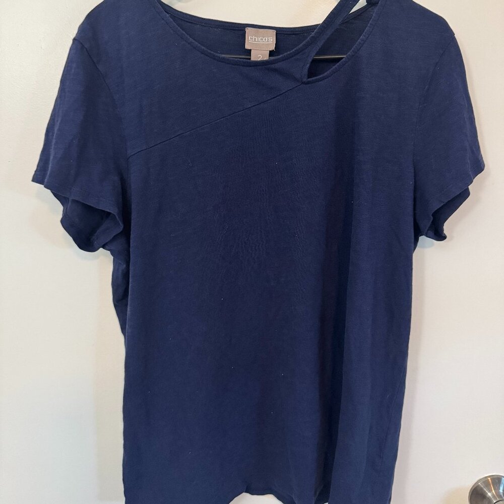 Chico's Navy Blue T-Shirt Size L